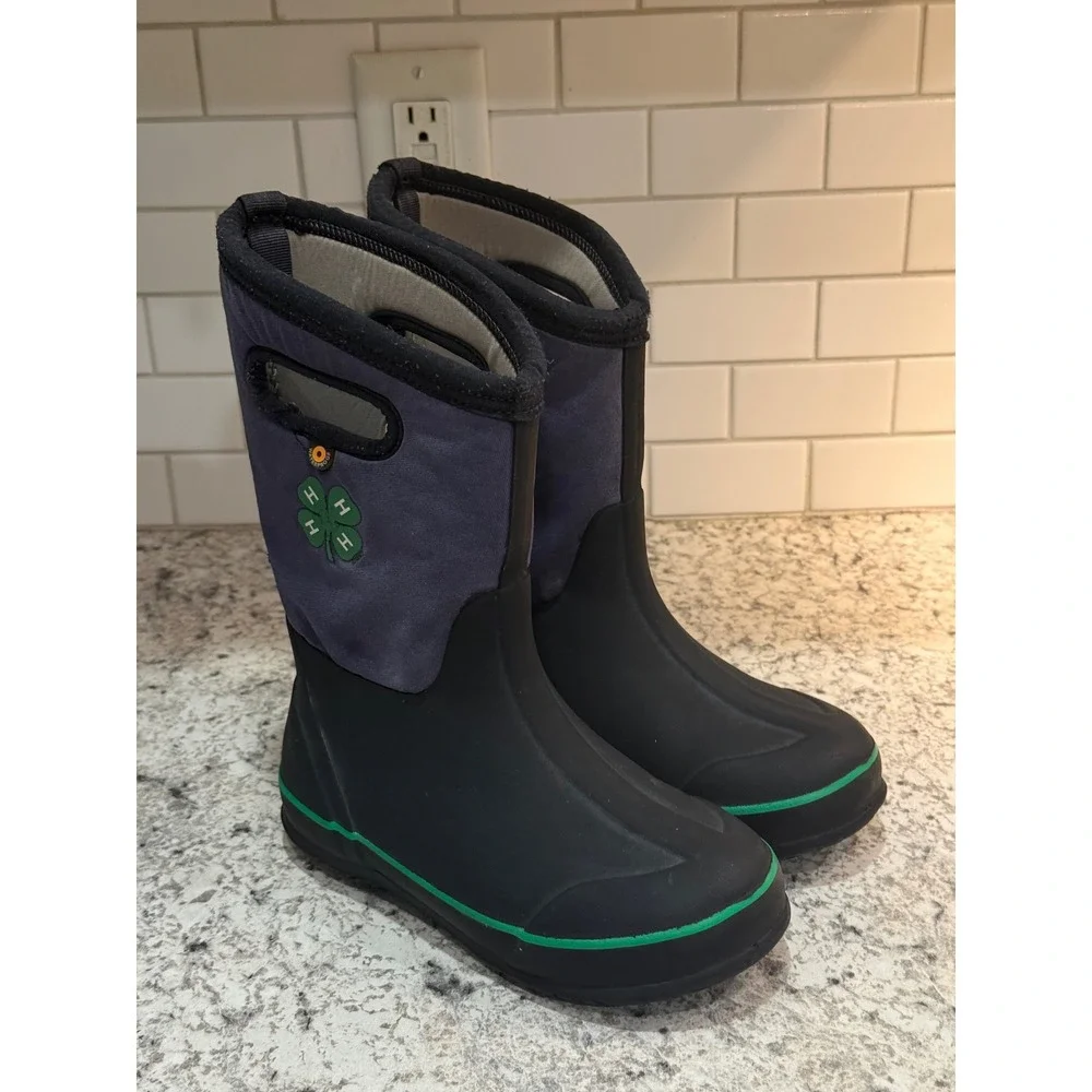 Bogs Classic 4-H Boots Kids Size 2 Navy Fair Waterproof Insulated 72586-001